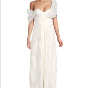 Andrea Iyamah White Pleated Jumpsuit